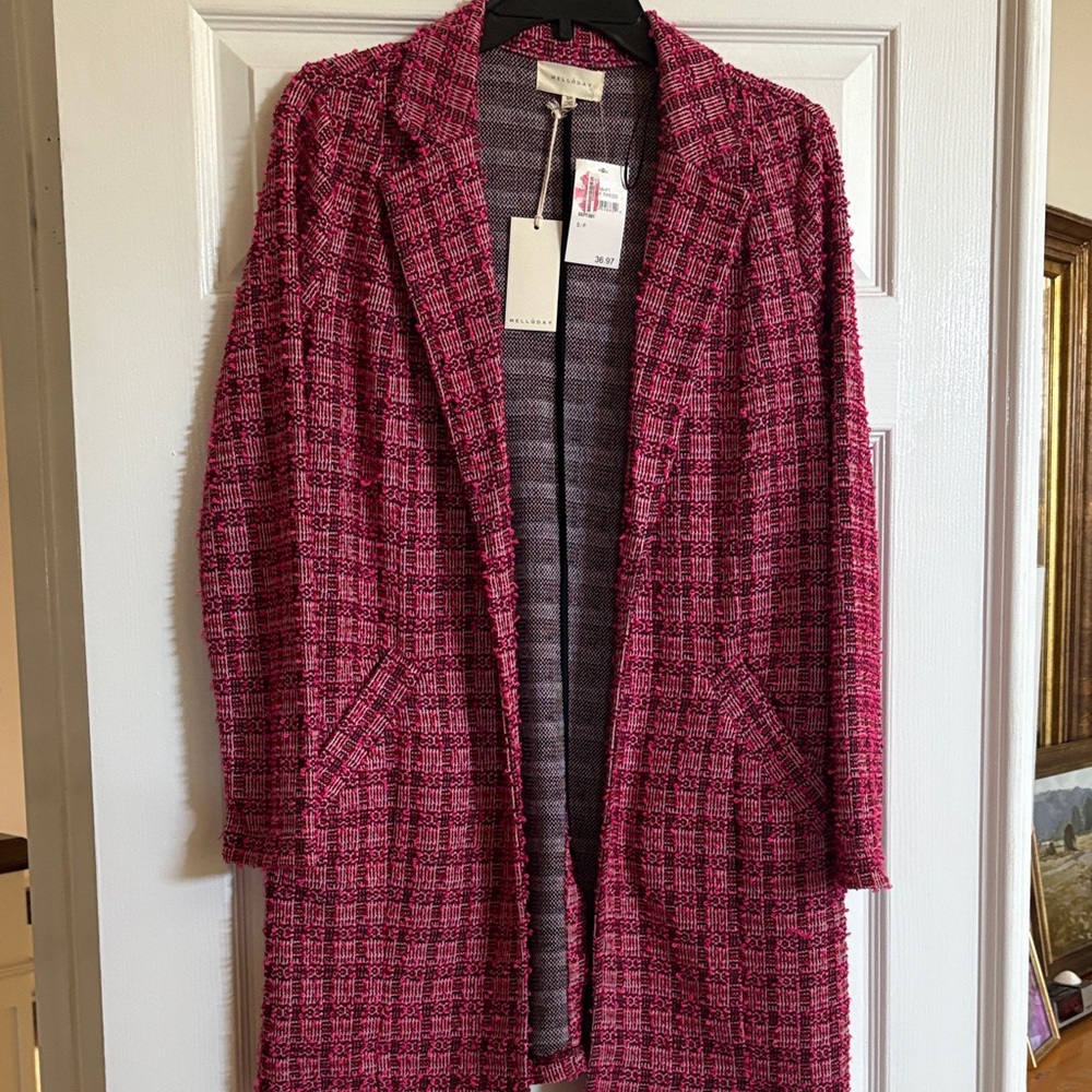 MELLODAY Pink Tweed Blazer